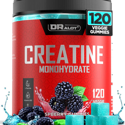 Dralot 99.99% Creatine Monohydrate Gummies – 5X Energy, 15% Strength, Vegan Pre-Workout Complex