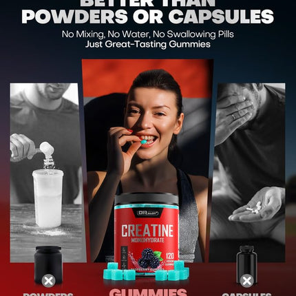 Dralot 99.99% Creatine Monohydrate Gummies – 5X Energy, 15% Strength, Vegan Pre-Workout Complex
