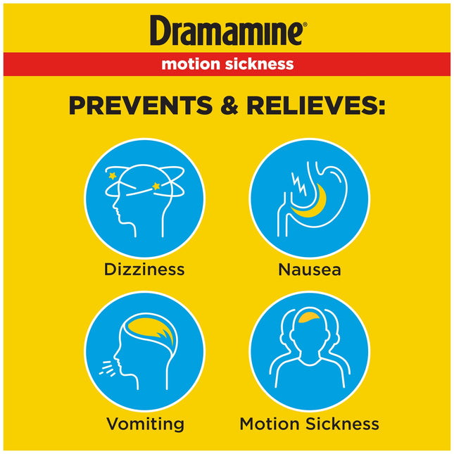 Dramamine Motion Sickness Original Travel Vial 3-Pack (12 Count Each) | Fast Relief