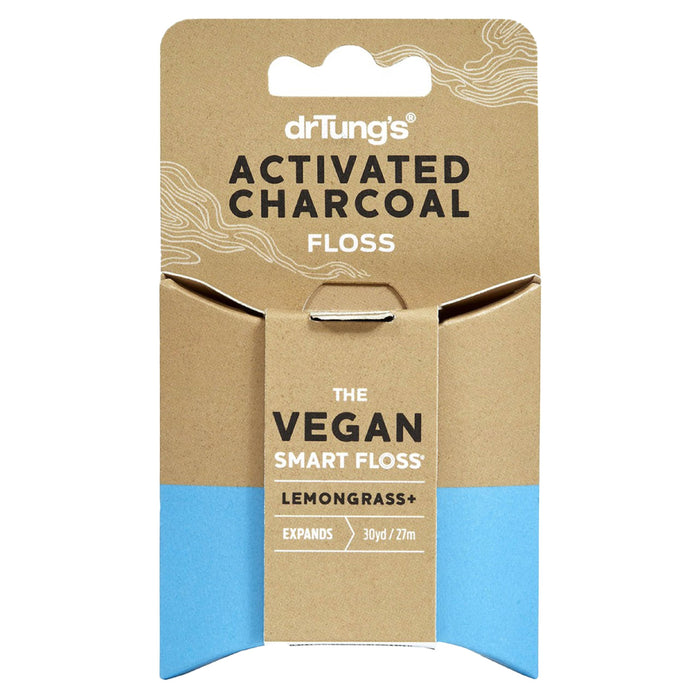 DrTung's Vegan Activated Charcoal Floss – Lemongrass, Expands, Gentle on Gums, BPA Free