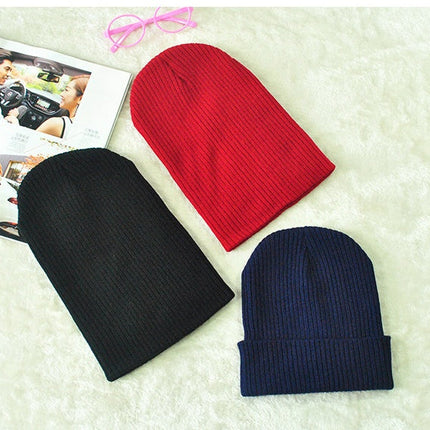 Men's And Women's Warm Solid Color Striped Caps