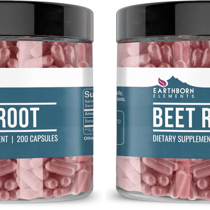 Earthborn Elements Beet Root Capsules – 200 Count per Bottle (Pack of 2) – Pure & Undiluted, No Additives
