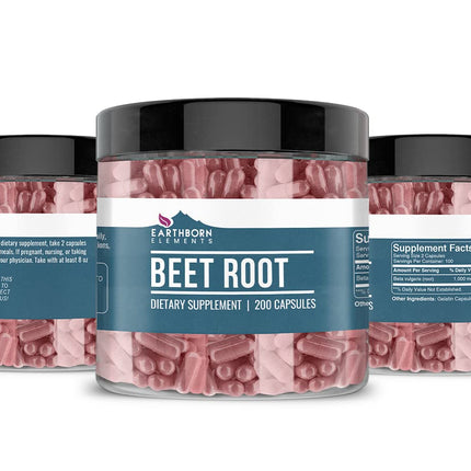 Earthborn Elements Beet Root Capsules – 200 Count per Bottle (Pack of 2) – Pure & Undiluted, No Additives