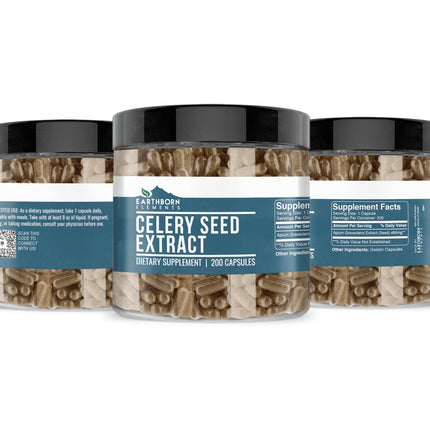 Earthborn Elements Celery Seed Extract 200 Capsules – Pure & Undiluted, No Additives