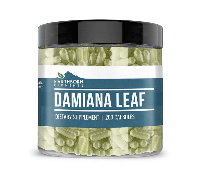 Earthborn Elements Damiana Leaf 200 Capsules | Pure & Undiluted, No Additives