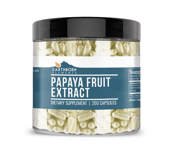 Earthborn Elements Papaya Fruit Extract 200 Capsules - Pure & Undiluted, No Additives