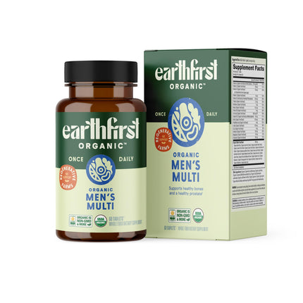 EarthFirst Organic Men’s Multi – Daily Whole-Food Multivitamin, 60 Count, Energy & Immune Support