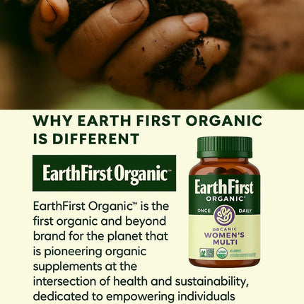 EarthFirst Organic Women’s Multivitamin – 60 Count with Iron & B12
