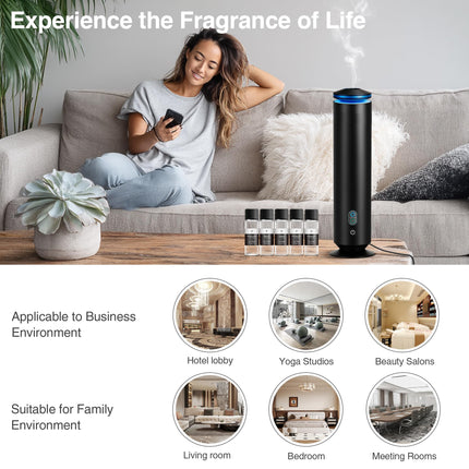 Waterless Scent Diffuser Starter Kit – 1500 Sq Ft Coverage, Black