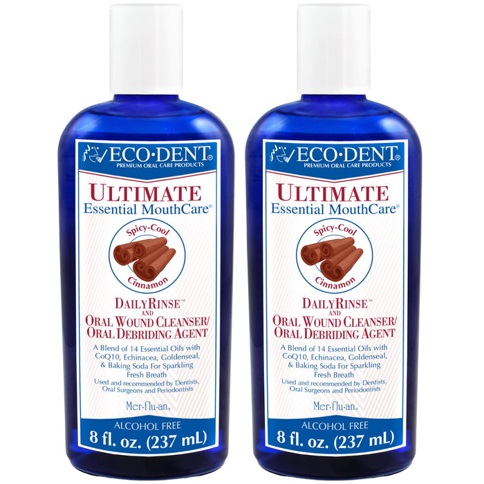 Eco-Dent Alcohol-Free Cinnamon Mouthwash – Ultimate Essential MouthCare (8 Fl Oz x 2)