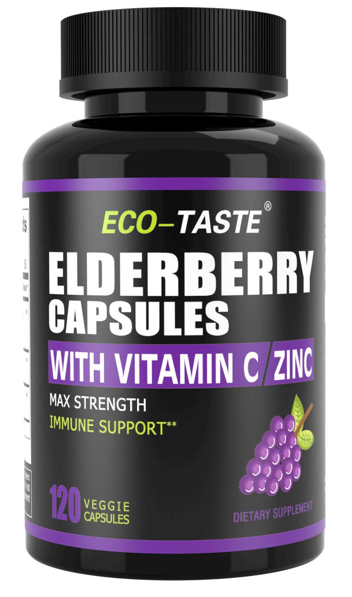 ECO-TASTE Elderberry Capsules with Zinc & Vitamin C | 120 Veggie Caps
