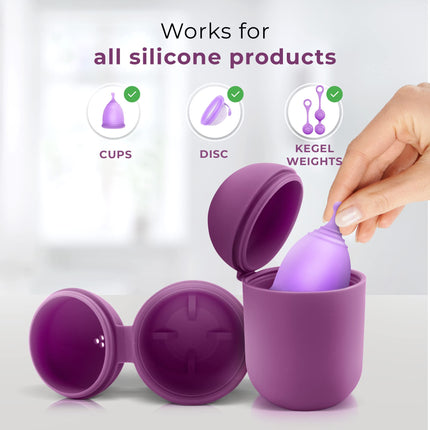 EcoBlossom Reusable Menstrual Cup & Case – Medical-Grade Silicone, 12-Hour Leak-Proof (Large Pack of 2, Gray)