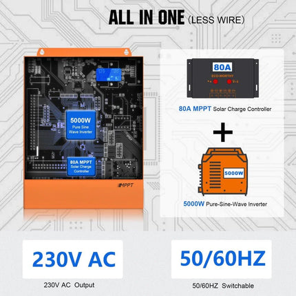 ECO-WORTHY 5000W 48V All-in-One Solar Inverter Charger with 80A MPPT & WiFi