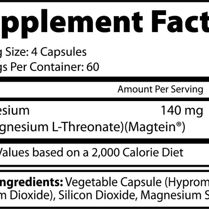 Ekkovision Magtein Magnesium L-Threonate – 2000 mg per Serving, 60 Servings, Memory & Cognitive Support