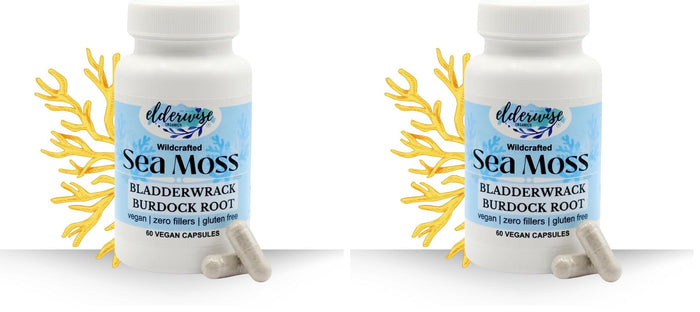 Elderwise Sea Moss Capsules 1400 mg - Burdockroot & Bladderwrack (Pack of 2)