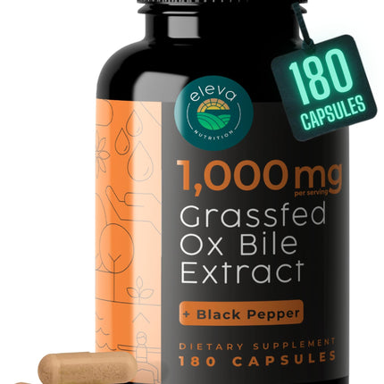 Eleva Nutrition Grass-Fed Ox Bile Extract 1000mg – 180 Capsules