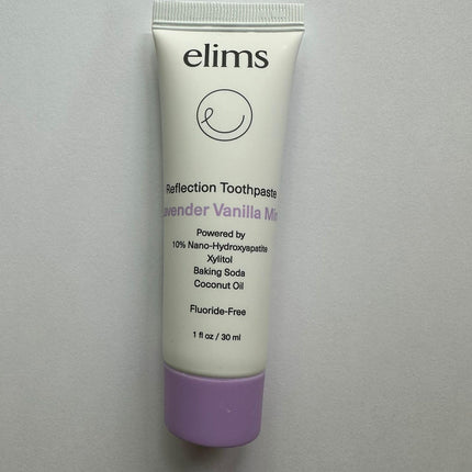 ELIMS Nano Hydroxyapatite Toothpaste - Fluoride Free, Remineralizing Whitening, Lavender Vanilla Mint 1oz Travel Size