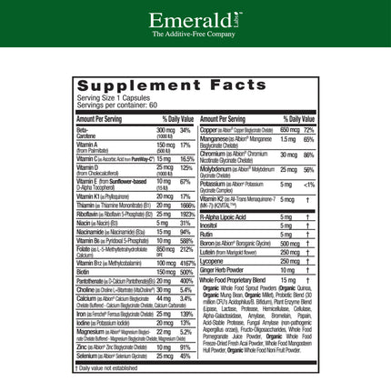 EMERALD LABS Prenatal 1-Daily Multi – Gentle Iron, Methylated Folate, Whole-Food Blend | Soy-Free, Gluten-Free | 60 Veg Capsules