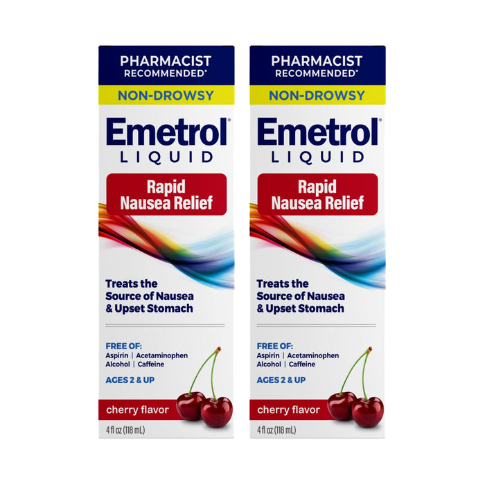 Emetrol Non-Drowsy Liquid Nausea Relief - Cherry Flavor (4 fl oz, 2 Pack)