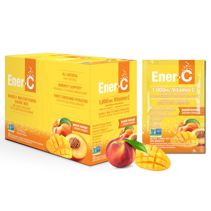 Ener-C Peach Mango Multivitamin Drink Mix – Vitamin C 1000mg, Electrolytes, Immune Support