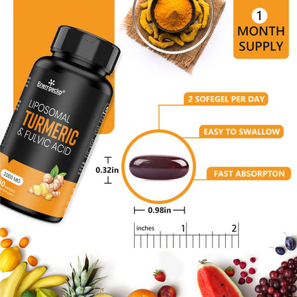 Enerrgecko 2000 mg Liposomal Turmeric Curcumin with Black Pepper & Ginger + Fulvic & Humic Acid — Pack of 4