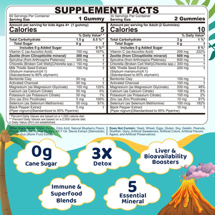 EnvyCure Zeolite Detox Gummies – Sugar-Free, Spirulina & Chlorella, for Kids & Adults – 120 Count