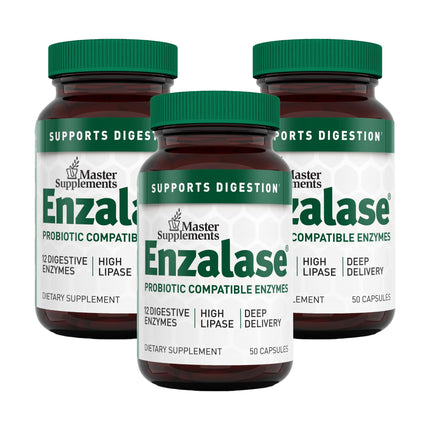 Enzalase Digestive Enzymes - 50 Capsules x3 | Probiotic Compatible, Gluten Free