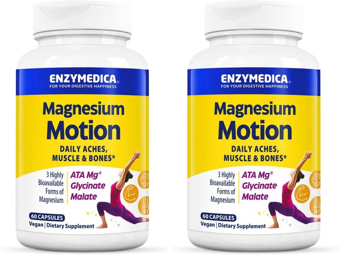 Enzymedica Magnesium Motion – 60 Count (Pack of 2) with 3 Forms: ATA Mg, Glycinate, Malate