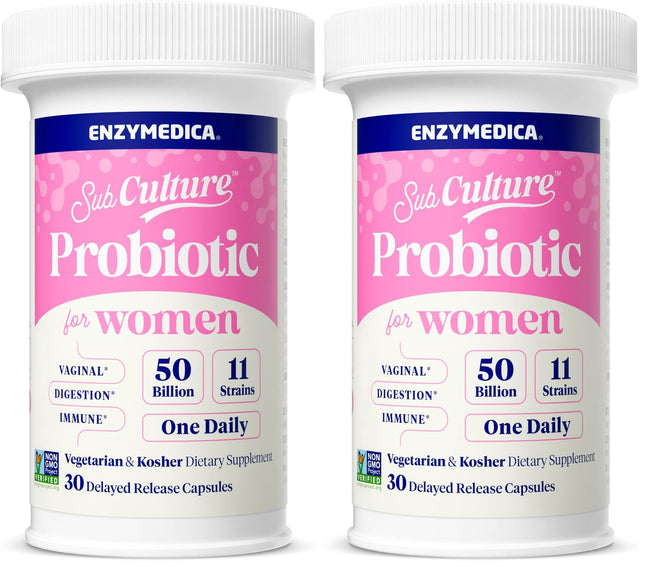 Enzymedica SubCulture Probiotics for Women – 50B CFU, Vaginal & Urinary Health, Pack of 2