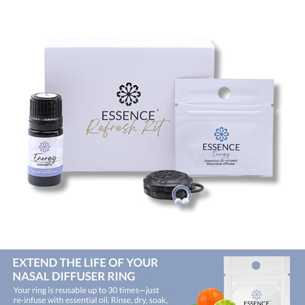 Essence Wearable Aromatherapy Nasal Diffuser – Energy Blend Nose Ring (3 Pack) – Made in USA