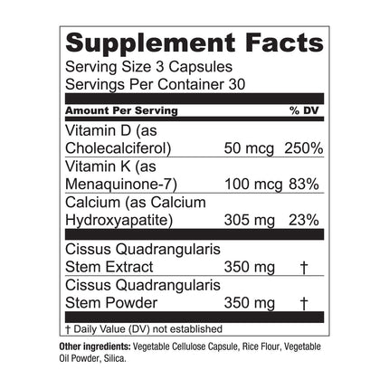 Essential Elements Bone Boost Health Supplement – Calcium, Vitamin D3, K2, Cissus Quadrangularis | 270 Capsules (90 Day Supply) (3-Pack)