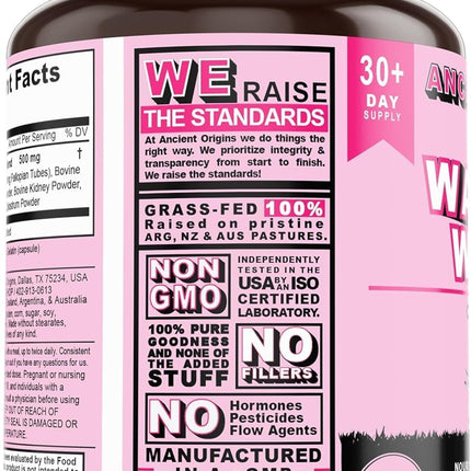 Ancient Origins Female-Optimized Beef Organ Superfood (60 x 500 mg) – Grass-Fed, Pasture-Raised