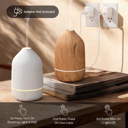 Essential Oil Diffuser 100ml – Mini Ultrasonic Aromatherapy with Auto Shut-Off & 7 LED Lights (Wood Grain)