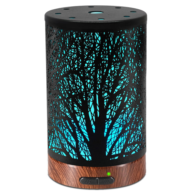 Essential Oil Diffuser 150ML – Ultrasonic Metal Diffuser with Auto Shut-Off and 7-Color LED Lights