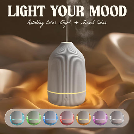 Essential Oil Diffuser 2-Pack - 100ml Ultrasonic Mini Diffuser, White | Auto Shut-Off, 7 LED Lights
