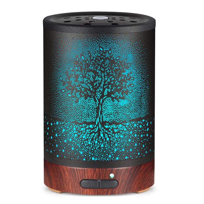 Essential Oil Diffuser - Aromatherapy Diffuser with 7 Color Lights, Auto-Off | Metal Cool Mist Humidifier for Home & Office