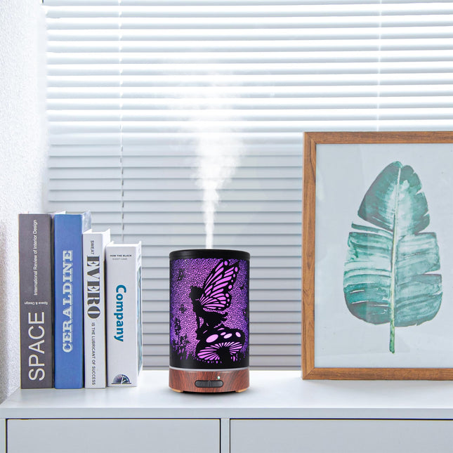 Essential Oil Diffuser - Ultrasonic Aromatherapy Humidifier with 7 Color LED Lights | Auto Shut-Off (Flower Fairy)