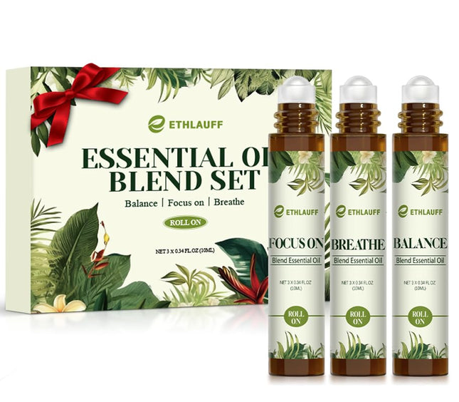 Essential Oils Roll On Set 3 Pack – Breathe, Focus On & Balance (3 x 10ml)