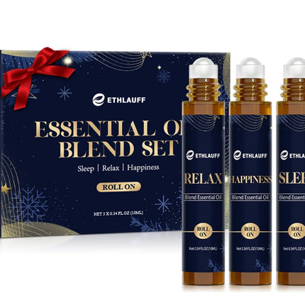 Ethlauff Essential Oil Roller Set: Sleep, Relax, Happiness – Aromatherapy Roll-On Gift