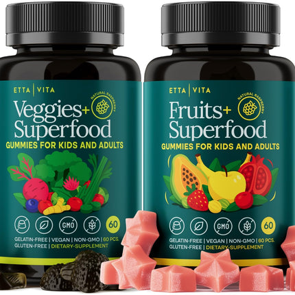 Etta Vita 120 Chews Super Greens Gummies | 9 Superfruits & 30 Veggies
