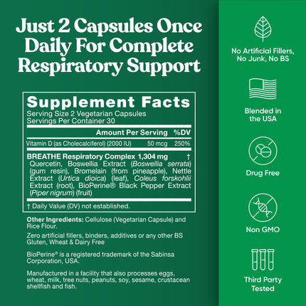 Eu Natural Breathe Inhaler Support Supplement – Seasonal Sinus & Lung Wellness