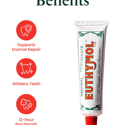 EUTHYMOL Original Toothpaste Travel Set - Fluoride-Free 3x1.4oz | Gift Set