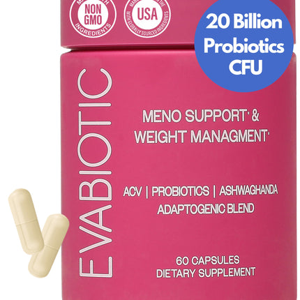 Complete Menopause Vitamins by EVABIOTIC – Vegan, Non-GMO Formula for Hot Flashes, Weight Management & Mood Support