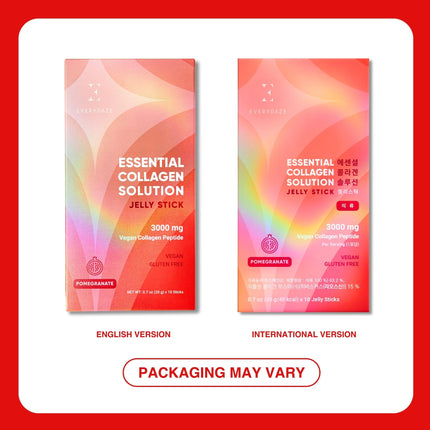 EVERYDAZE Essential Collagen Jelly Stick — 40 Pack (4 x 10ct) | Vegan Collagen Peptide, Pomegranate Flavor