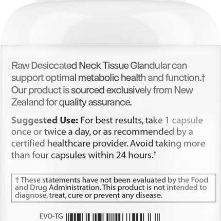 Evolved Elements Thyroid – Raw Grass-Fed Desiccated NZ Sourced, 60 Capsules | Non-GMO Energy & Metabolism Support