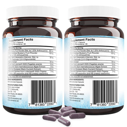Holistic Health Labs Vision Alive Max – Eye Health Supplement with Lutemax 2020, 8 Natural Ingredients (30 Count x 2)