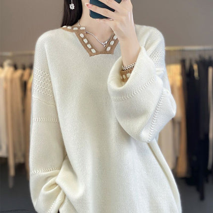 V-neck Sweater Women's Fashionable Outer Wear Top