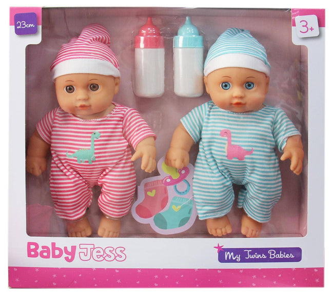 Twins Baby Dolls & Accessories 2-Pack – 23cm Play Set