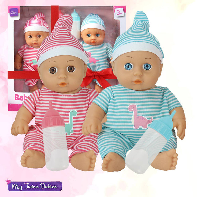 Twins Baby Dolls & Accessories 2-Pack – 23cm Play Set
