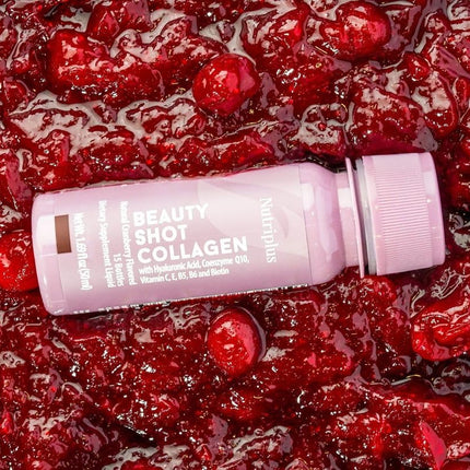 FARMASi Nutriplus Beauty Shot Collagen – Type I & III, Hyaluronic Acid, Vitamins | Sugar-Free Cranberry Flavor